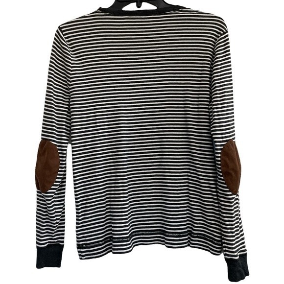 LAUREN RALPH LAUREN Top Stripe Faux Suede Elbow Patch Zipper Detail Size Large - Picture 4 of 9